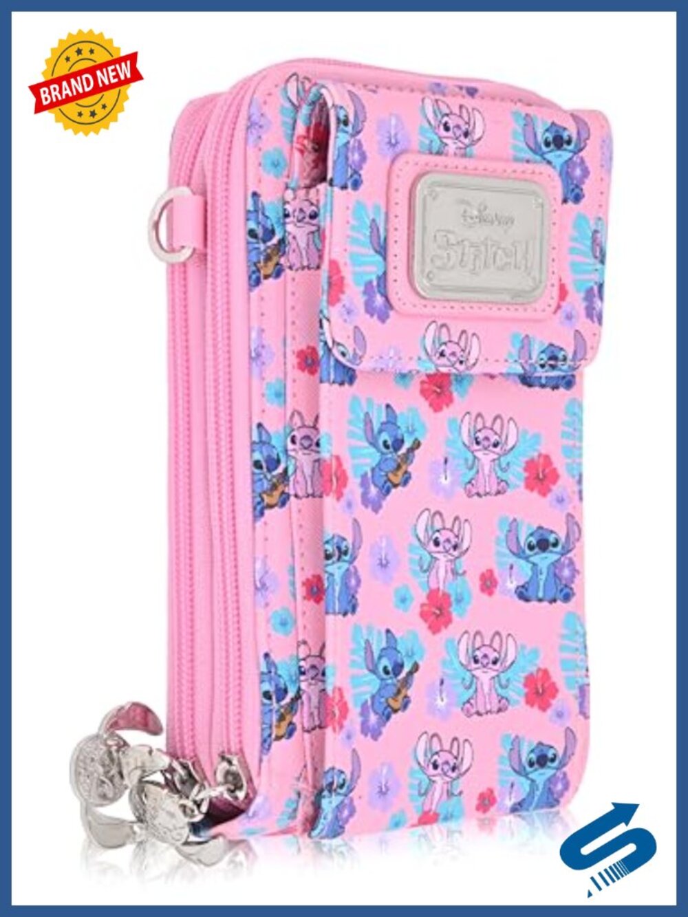 Officially Licensed Disney Stitch PU Leather Crossbody Wallet Bag